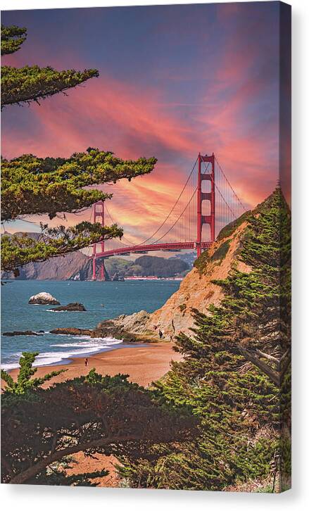 Baker Beach Scenic View of Golden Gate Bridge - Canvas Print