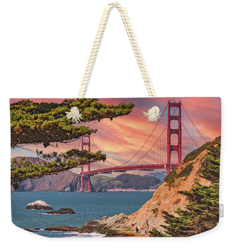 Baker Beach Scenic View of Golden Gate Bridge - Weekender Tote Bag