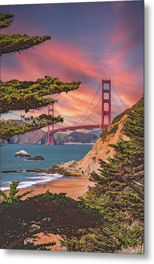 Baker Beach Scenic View of Golden Gate Bridge - Metal Print