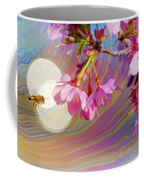 Bee Flying into a Flower with an Orb and Colorful Overlay - Mug
