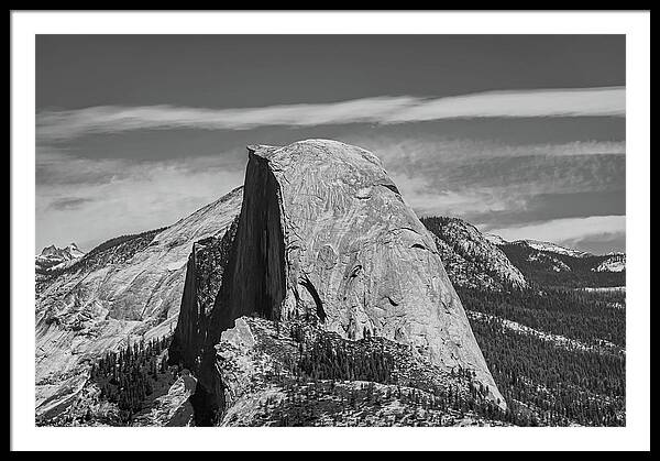Black and White Landscape of Hal Dome - Framed Print