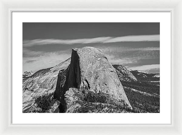Black and White Landscape of Hal Dome - Framed Print