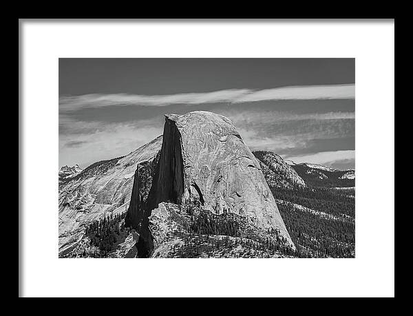 Black and White Landscape of Hal Dome - Framed Print