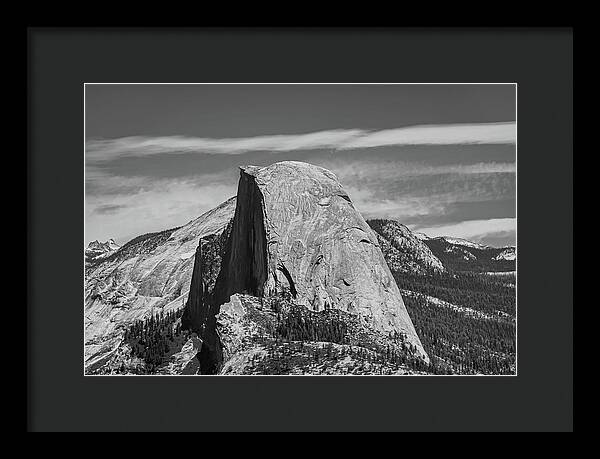 Black and White Landscape of Hal Dome - Framed Print