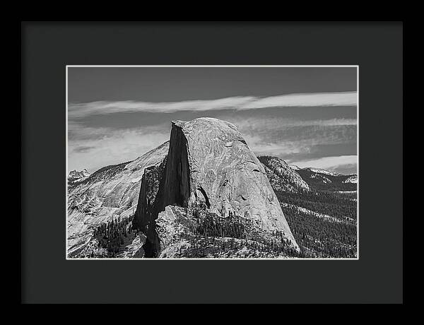 Black and White Landscape of Hal Dome - Framed Print