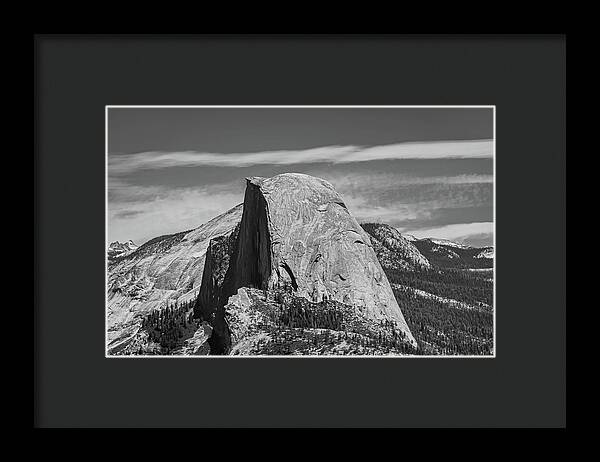Black and White Landscape of Hal Dome - Framed Print