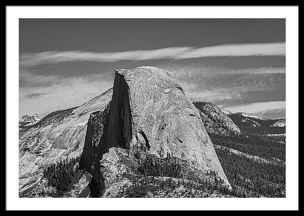 Black and White Landscape of Hal Dome - Framed Print