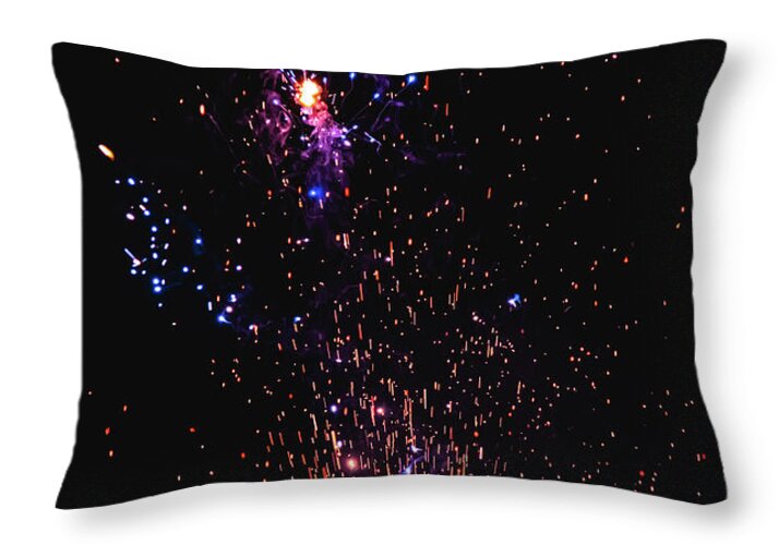 Blasted Colors of Fireworks in the sky - Throw Pillow