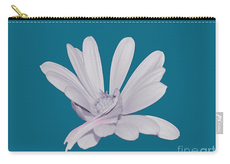 Blessed White Flower in a Blue Background - Zip Pouch