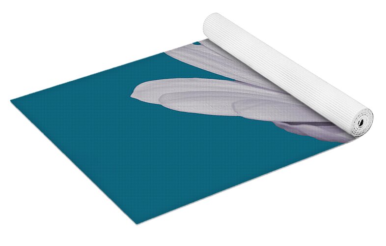 Blessed White Flower in a Blue Background - Yoga Mat