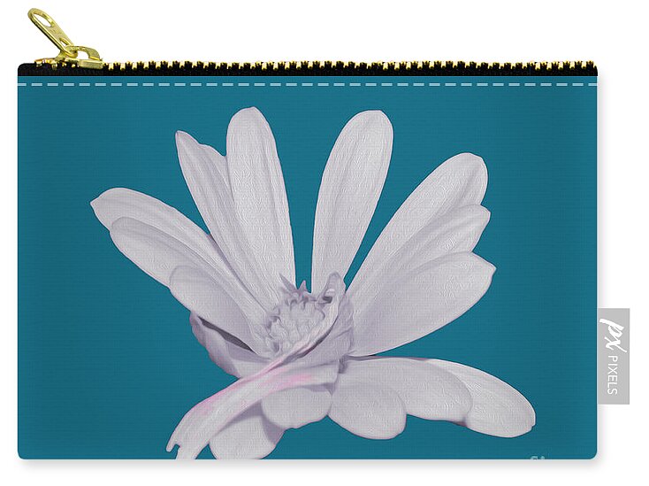 Blessed White Flower in a Blue Background - Zip Pouch