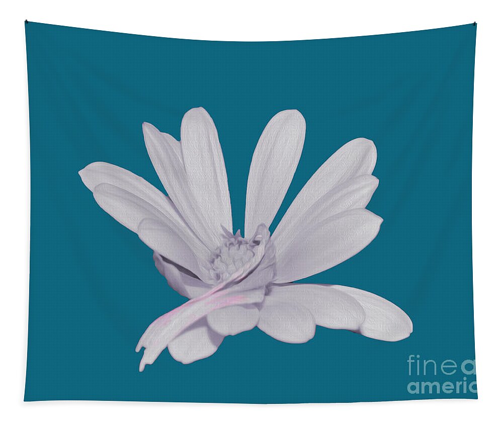 Blessed White Flower in a Blue Background - Tapestry