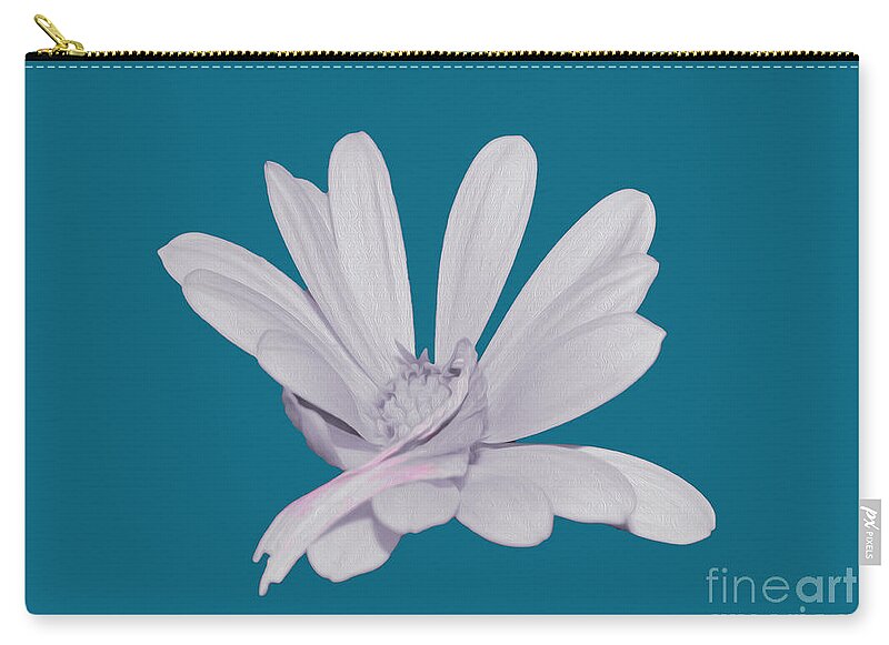Blessed White Flower in a Blue Background - Zip Pouch