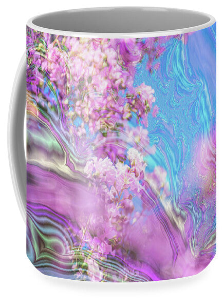 Blue and Pink Fractals and Flowers - Mug