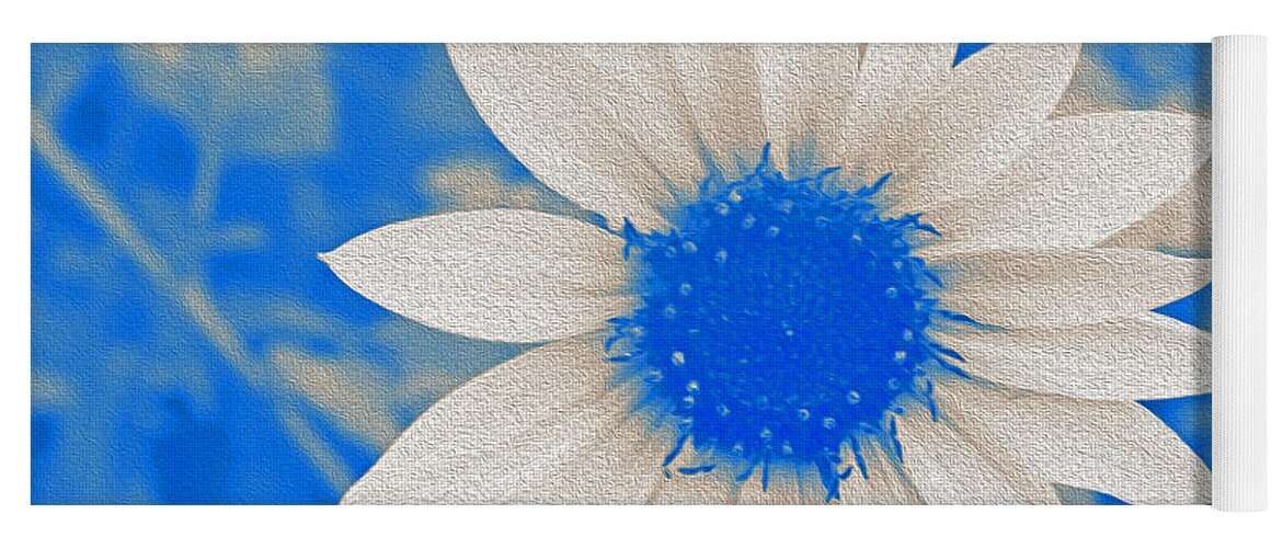 Blue and white Sunflower - Yoga Mat