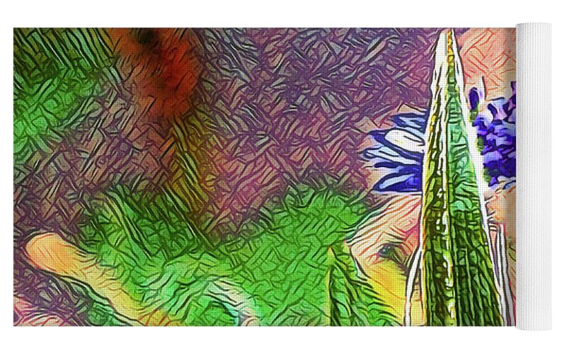 Blue artistic Landscape of a Hidden Flower - Yoga Mat