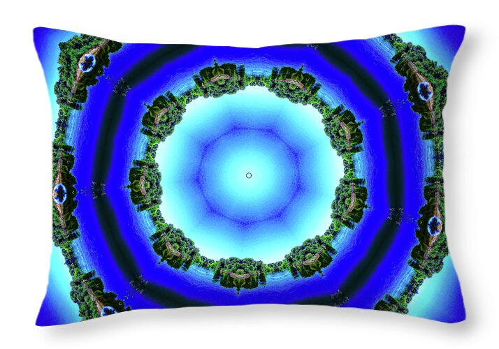 Blue Espace Nature Mandala - Throw Pillow