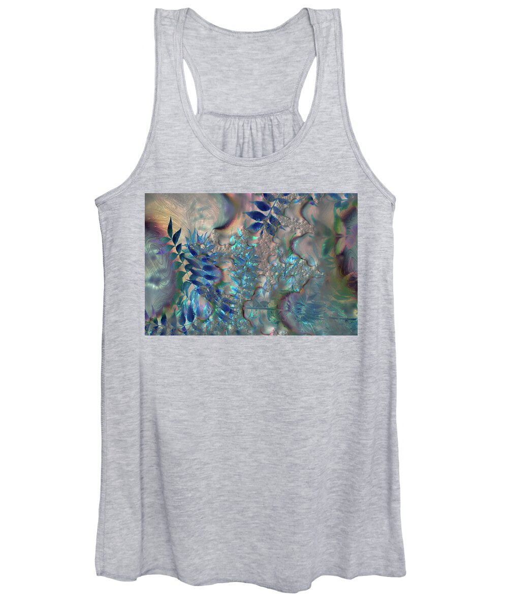 Blue Fractals Design Leaves - Women's Tank Top
