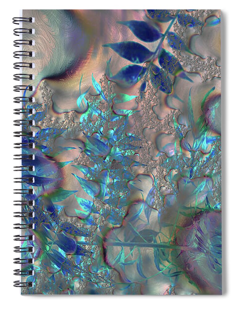 Blue Fractals Design Leaves - Spiral Notebook