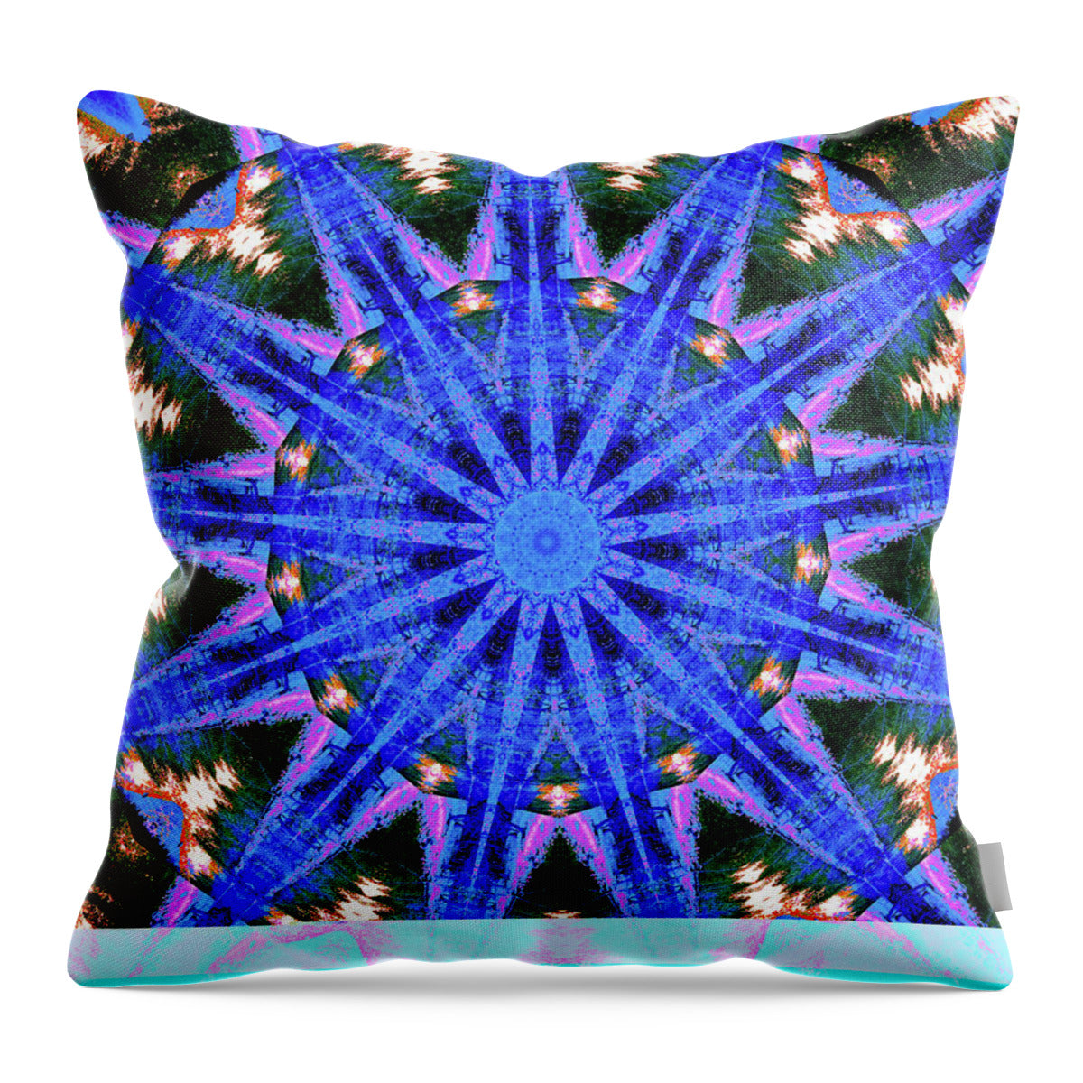 Blue Frequencies of Nature Mandala - Throw Pillow