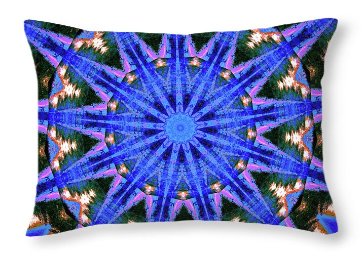 Blue Frequencies of Nature Mandala - Throw Pillow