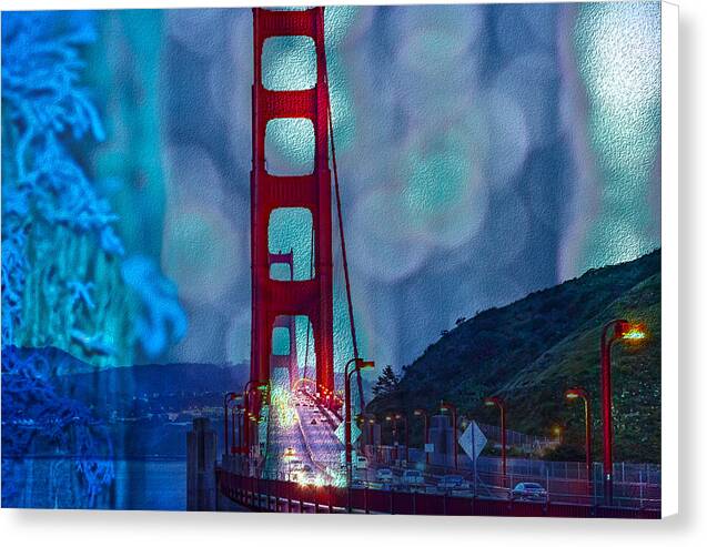 Blue Overlay of Golden Gate Bridge In San Francisco - Canvas Print