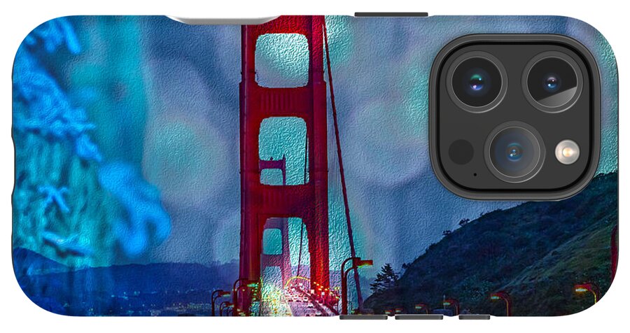 Blue Overlay of Golden Gate Bridge In San Francisco - Phone Case
