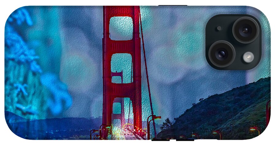 Blue Overlay of Golden Gate Bridge In San Francisco - Phone Case
