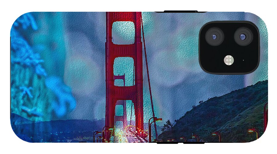 Blue Overlay of Golden Gate Bridge In San Francisco - Phone Case