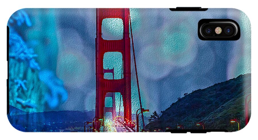 Blue Overlay of Golden Gate Bridge In San Francisco - Phone Case