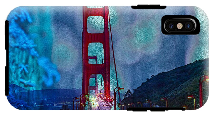 Blue Overlay of Golden Gate Bridge In San Francisco - Phone Case