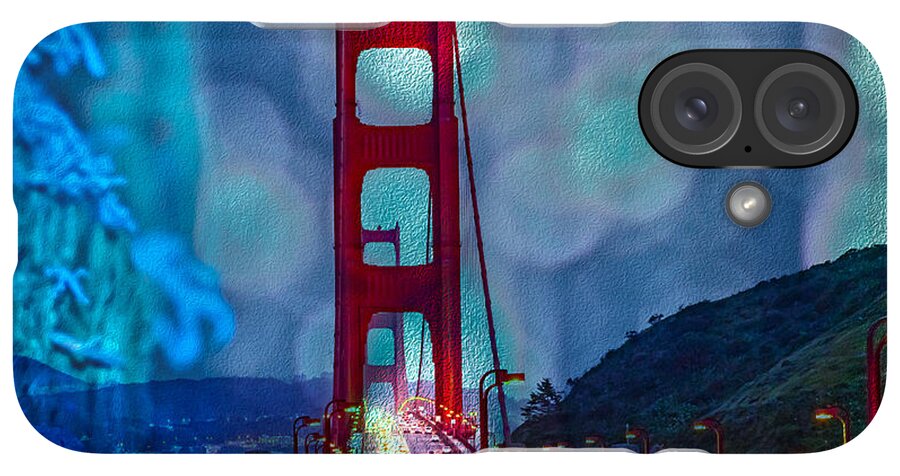 Blue Overlay of Golden Gate Bridge In San Francisco - Phone Case