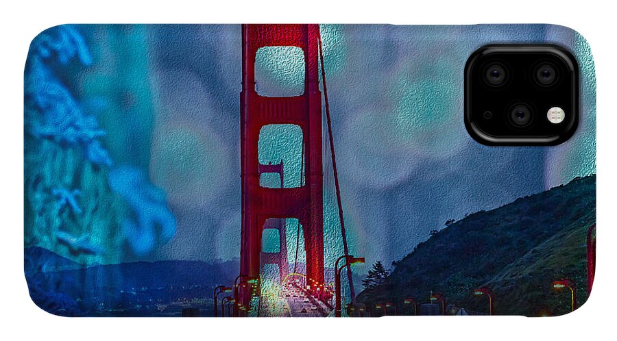 Blue Overlay of Golden Gate Bridge In San Francisco - Phone Case