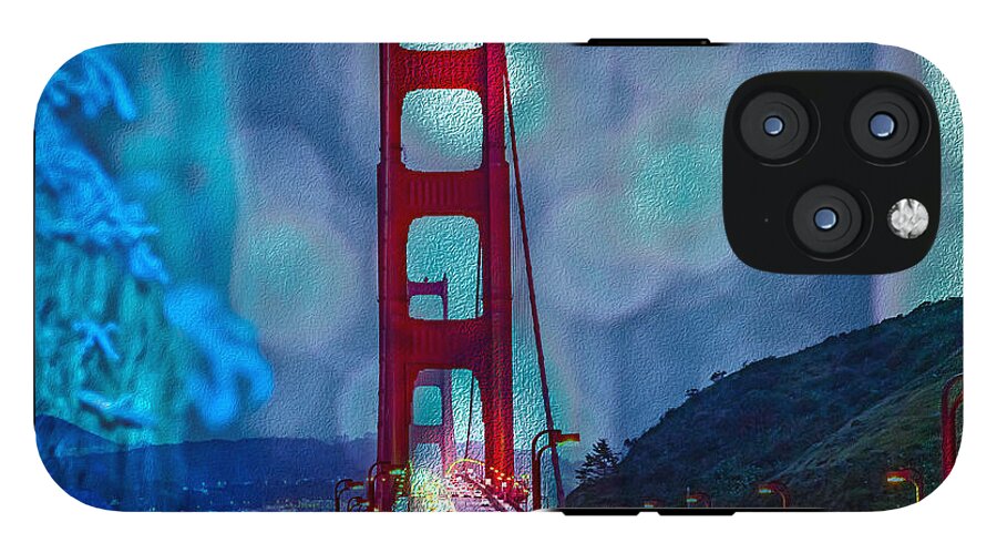 Blue Overlay of Golden Gate Bridge In San Francisco - Phone Case