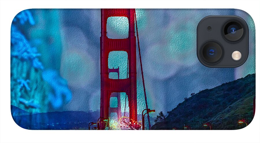 Blue Overlay of Golden Gate Bridge In San Francisco - Phone Case