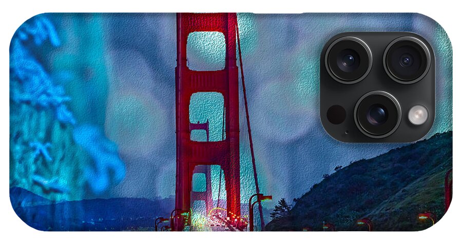 Blue Overlay of Golden Gate Bridge In San Francisco - Phone Case
