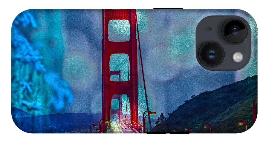 Blue Overlay of Golden Gate Bridge In San Francisco - Phone Case