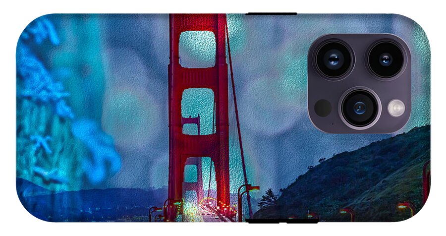 Blue Overlay of Golden Gate Bridge In San Francisco - Phone Case