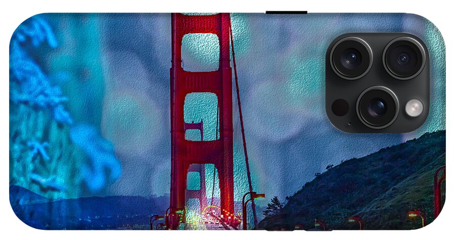 Blue Overlay of Golden Gate Bridge In San Francisco - Phone Case
