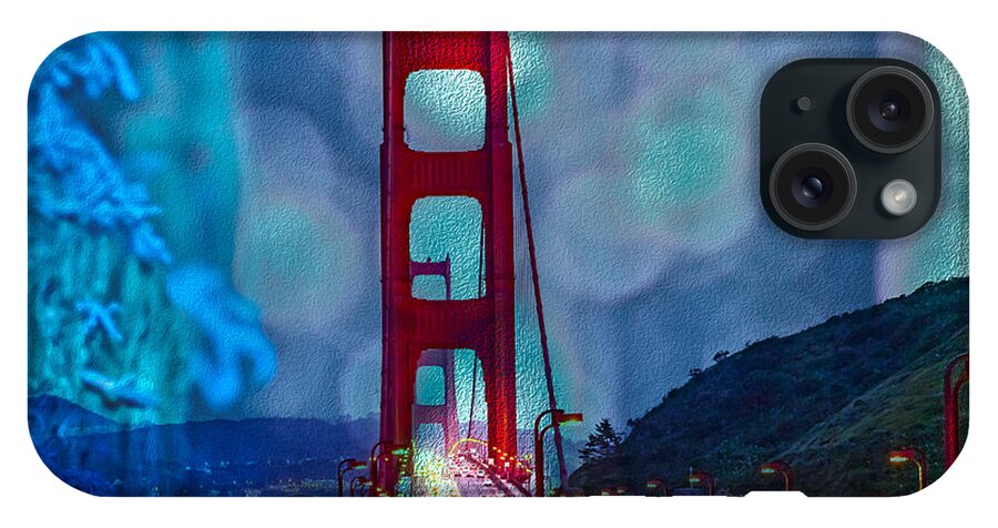Blue Overlay of Golden Gate Bridge In San Francisco - Phone Case