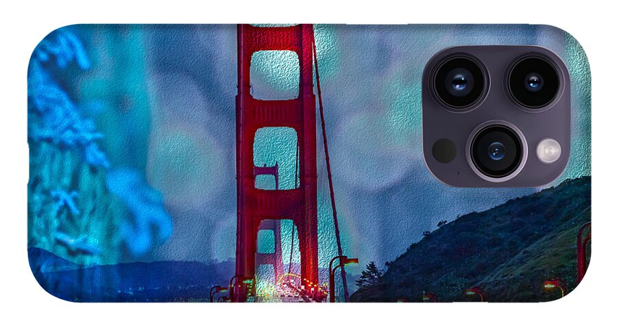 Blue Overlay of Golden Gate Bridge In San Francisco - Phone Case