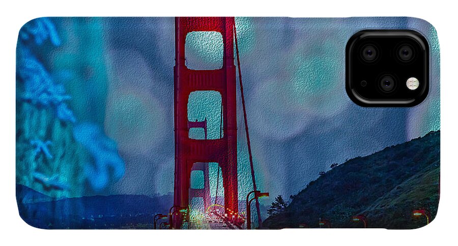 Blue Overlay of Golden Gate Bridge In San Francisco - Phone Case