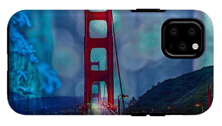 Blue Overlay of Golden Gate Bridge In San Francisco - Phone Case