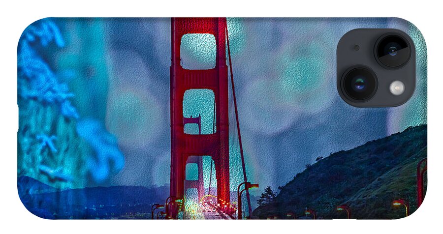 Blue Overlay of Golden Gate Bridge In San Francisco - Phone Case
