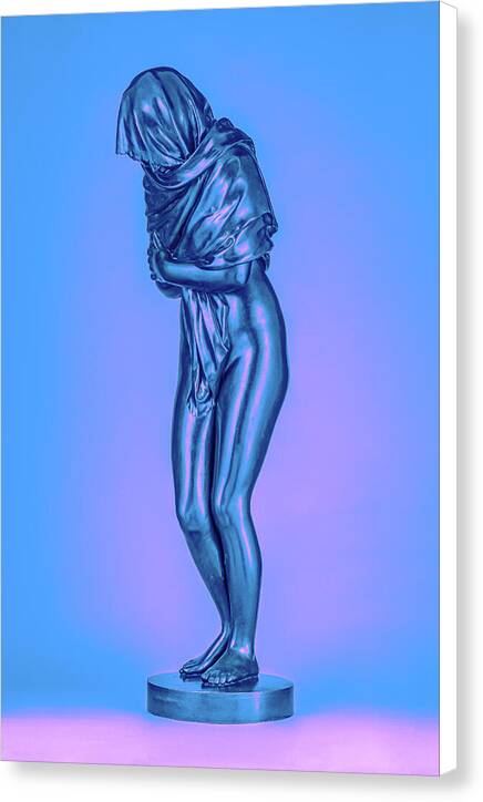 Blue Overlay on a Statue - Canvas Print