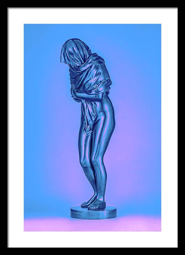Blue Overlay on a Statue - Framed Print