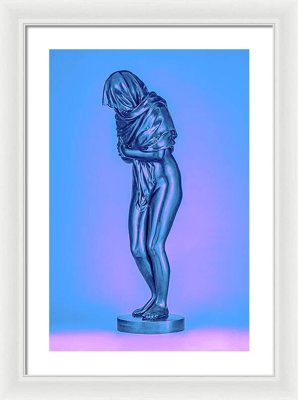 Blue Overlay on a Statue - Framed Print