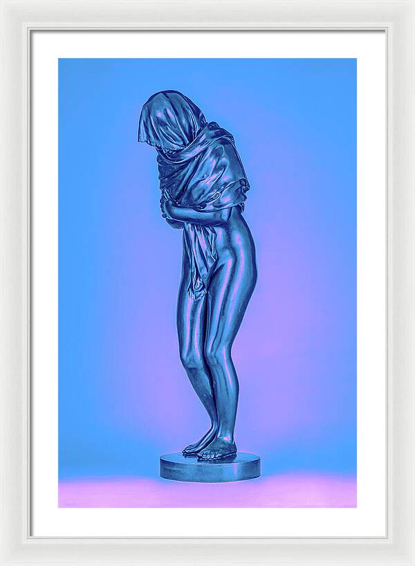 Blue Overlay on a Statue - Framed Print