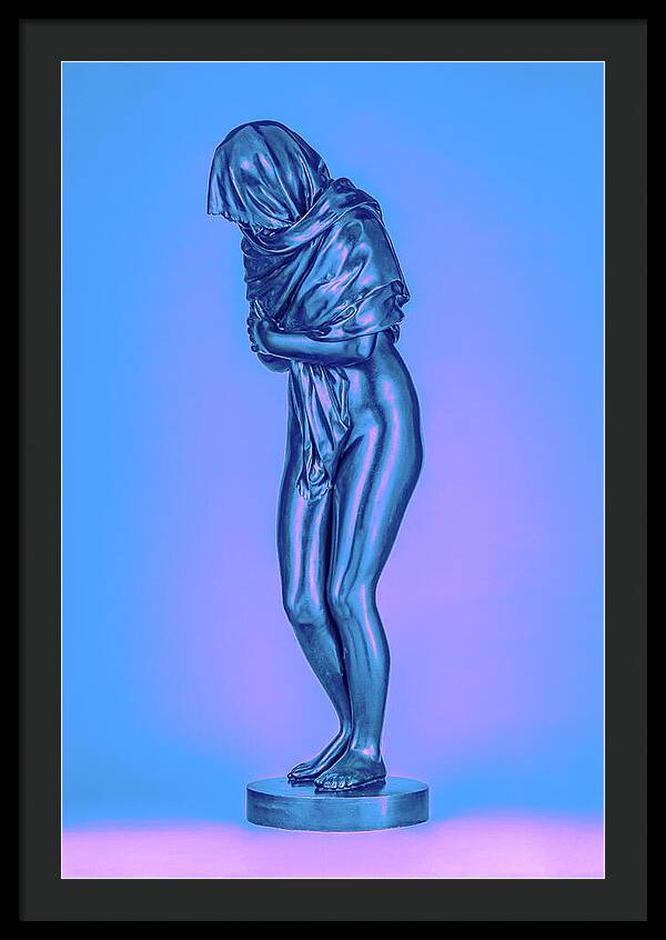 Blue Overlay on a Statue - Framed Print