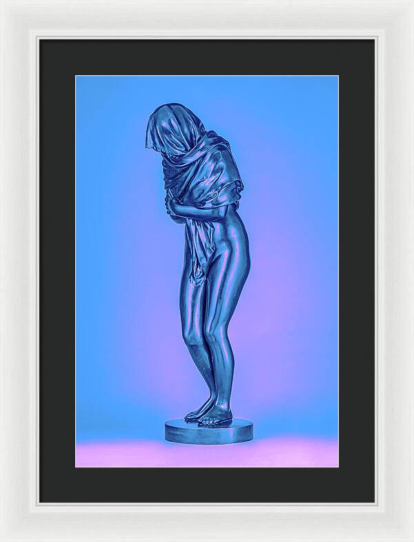 Blue Overlay on a Statue - Framed Print